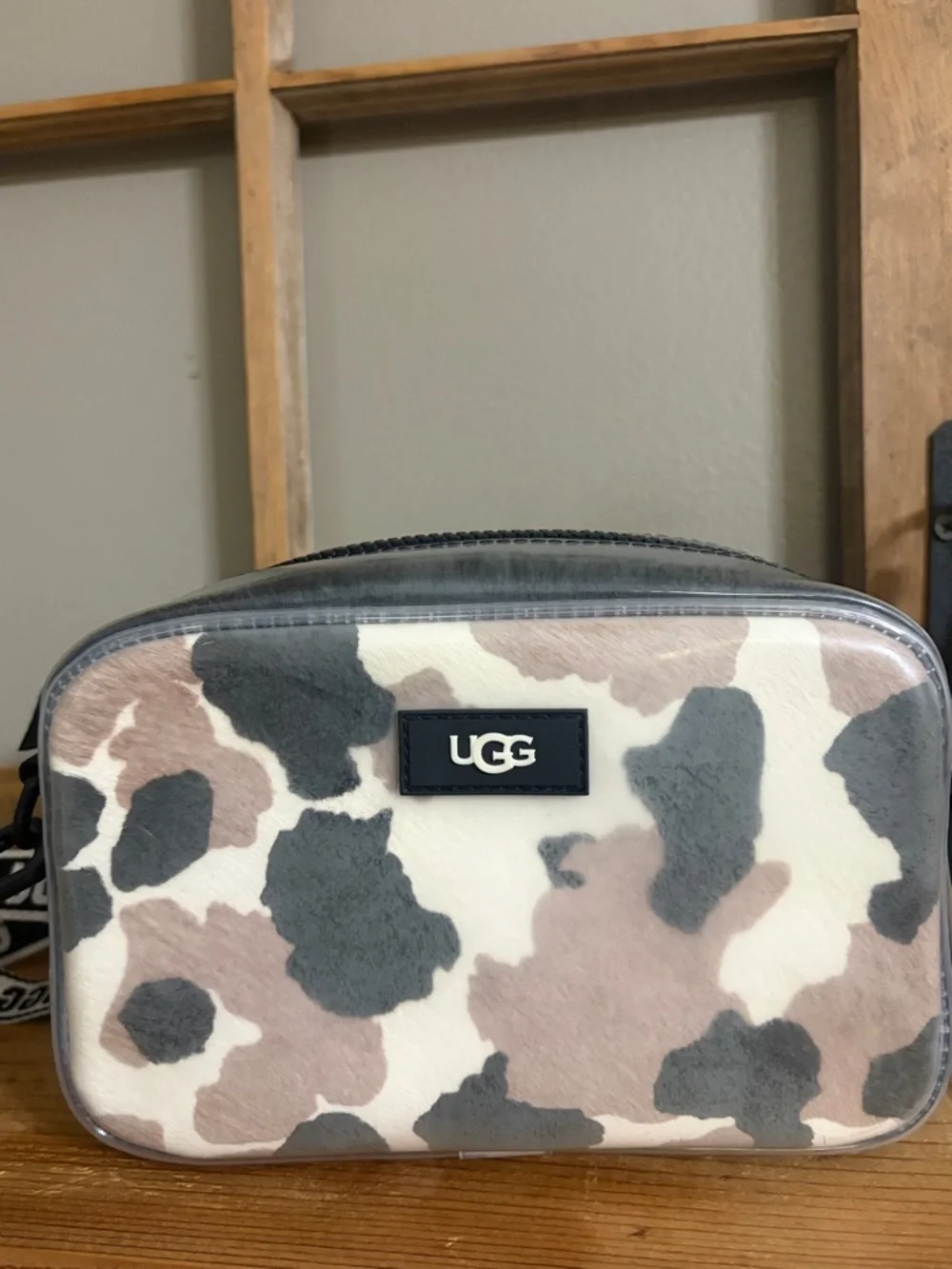UGG Janey II clear calf hair camo crossbody purse